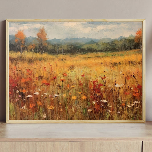 Golden Meadows Dance Of The Wildflowers, Thanksgiving Canvas Painting, Wall Art Decor - Thanksgiving Poster Gift