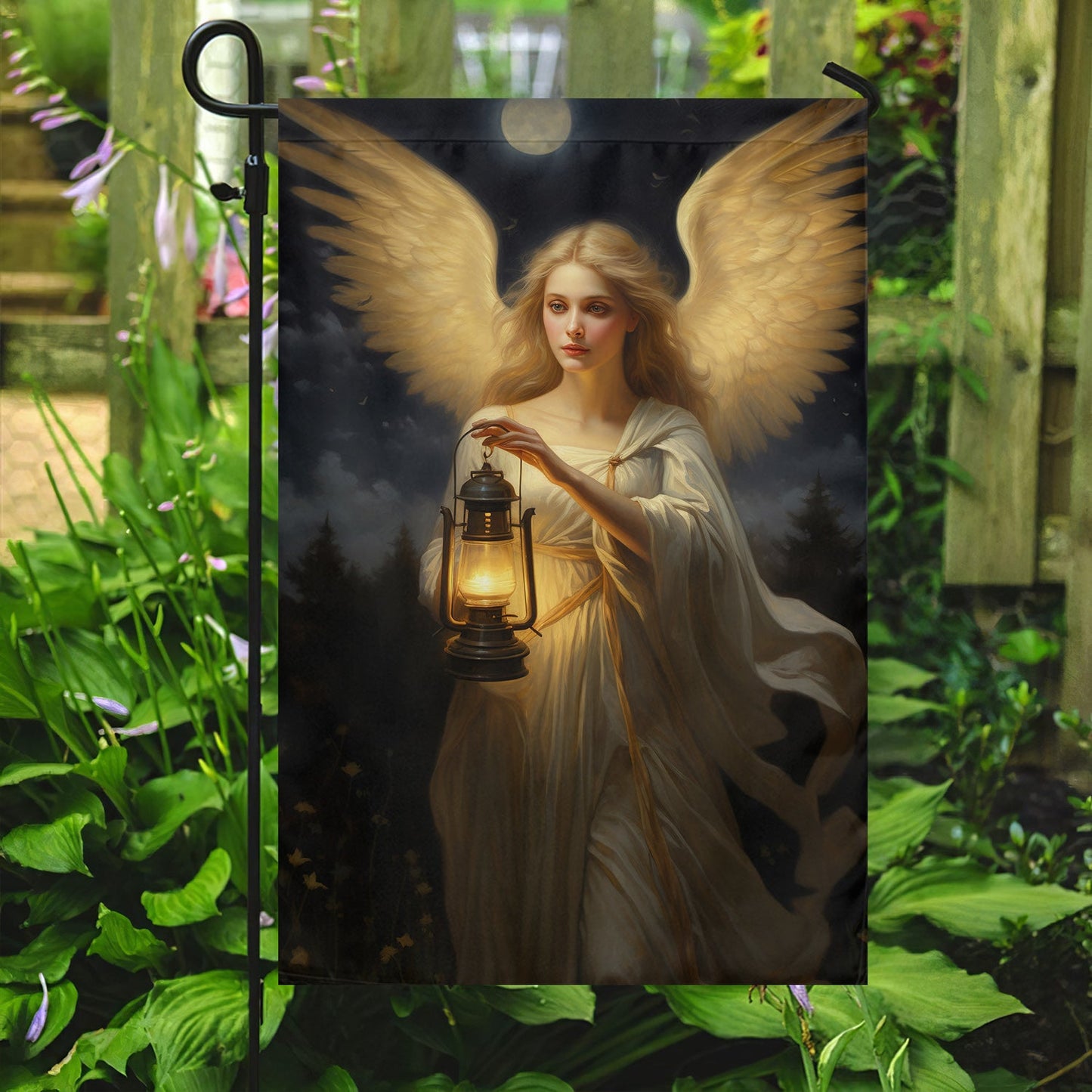 Angel Holding Lamp Christmas, Angel Xmas Garden Flag & House Flag Gift