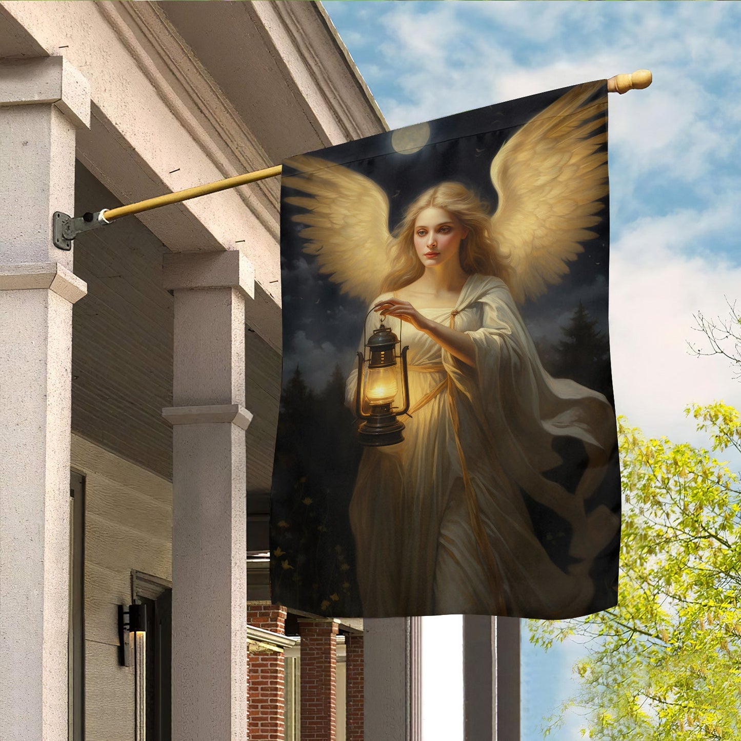 Angel Holding Lamp Christmas, Angel Xmas Garden Flag & House Flag Gift