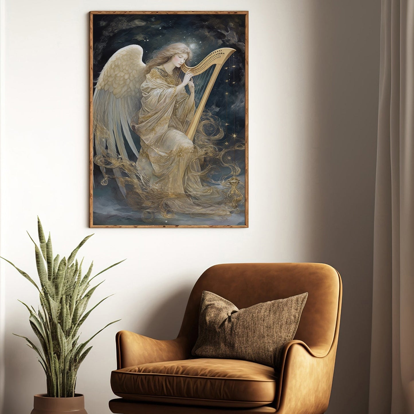 Harmonious Serenade Angel of the Night, Christmas Canvas Painting, Xmas Wall Art Decor - Christmas Poster Gift For Angel Lovers