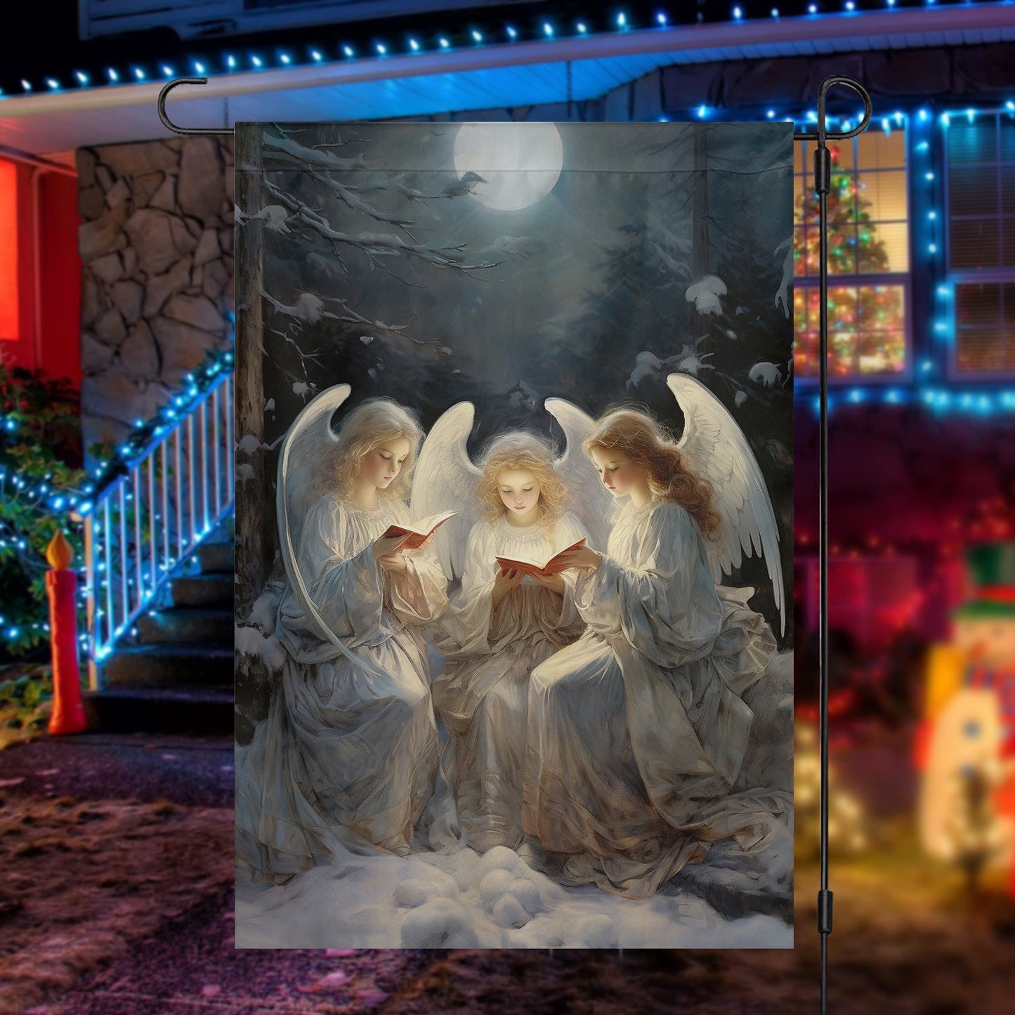 Angels Are Singing Christmas, Angel Xmas Garden Flag & House Flag Gift