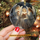 Angels Singing Under the Moonlit Forest, Angel Circle Ceramic Ornament Christmas Gift