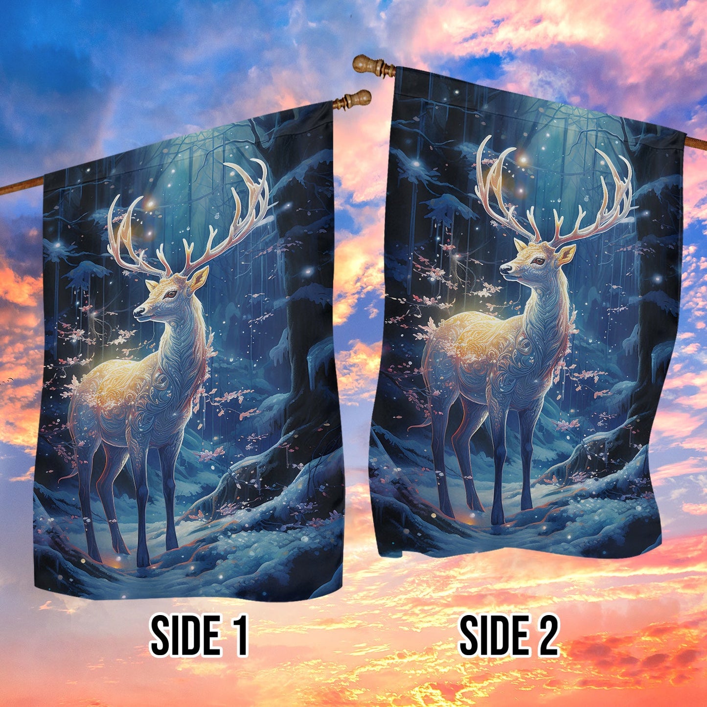 Alone Reindeer Brighten In The Forest Christmas, Reindeer Xmas Garden Flag & House Flag Gift