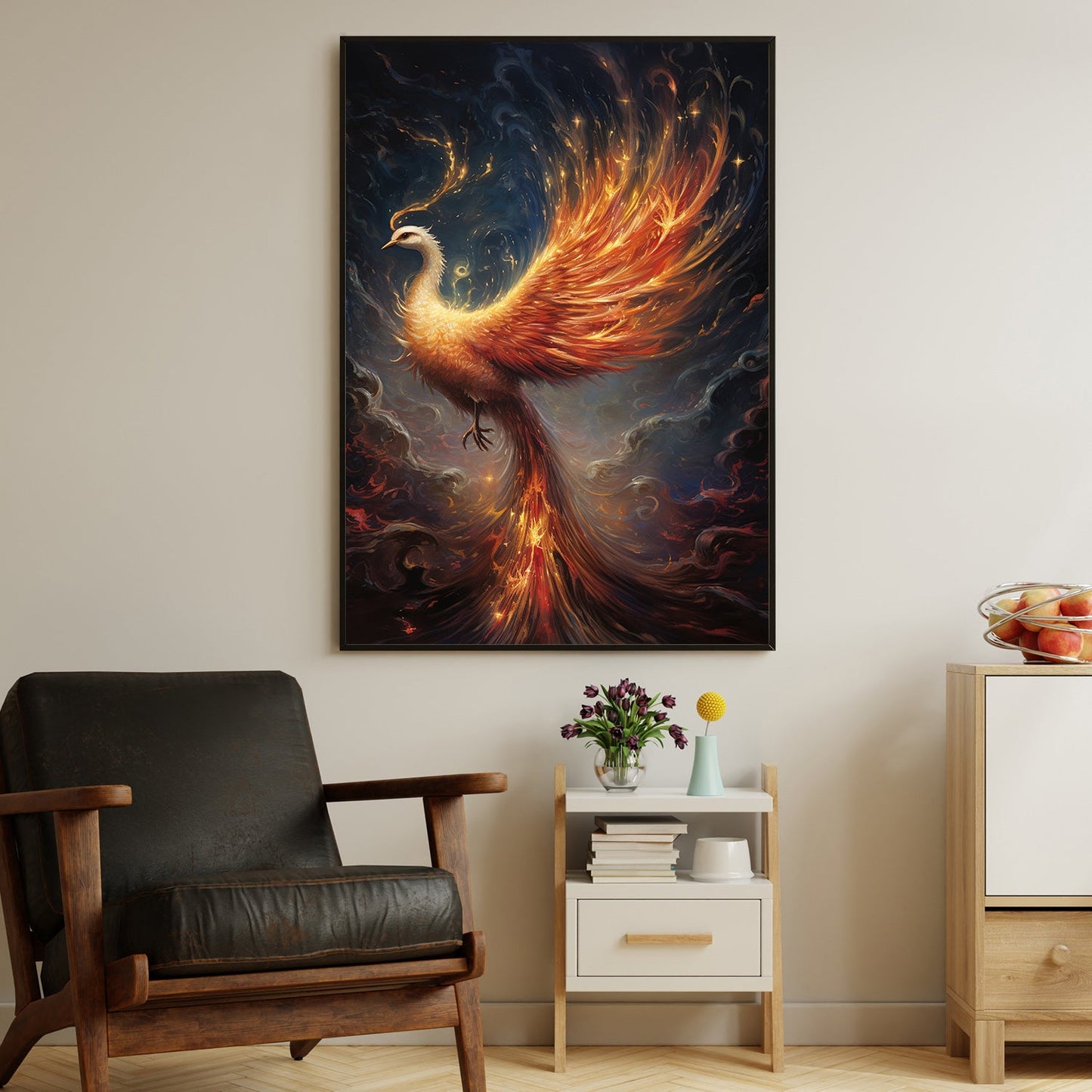 Resurgence of the Phoenix Dance of Flames and Eternity, Christmas Canvas Painting, Xmas Wall Art Decor - Christmas Poster Gift For Phoenix Lovers