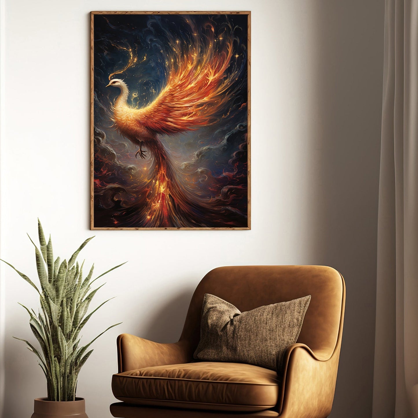 Resurgence of the Phoenix Dance of Flames and Eternity, Christmas Canvas Painting, Xmas Wall Art Decor - Christmas Poster Gift For Phoenix Lovers