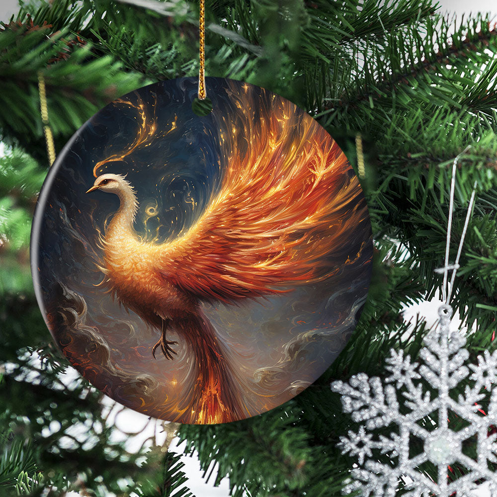 Resurgence of the Phoenix, Phoenix Circle Ceramic Ornament Christmas Gift