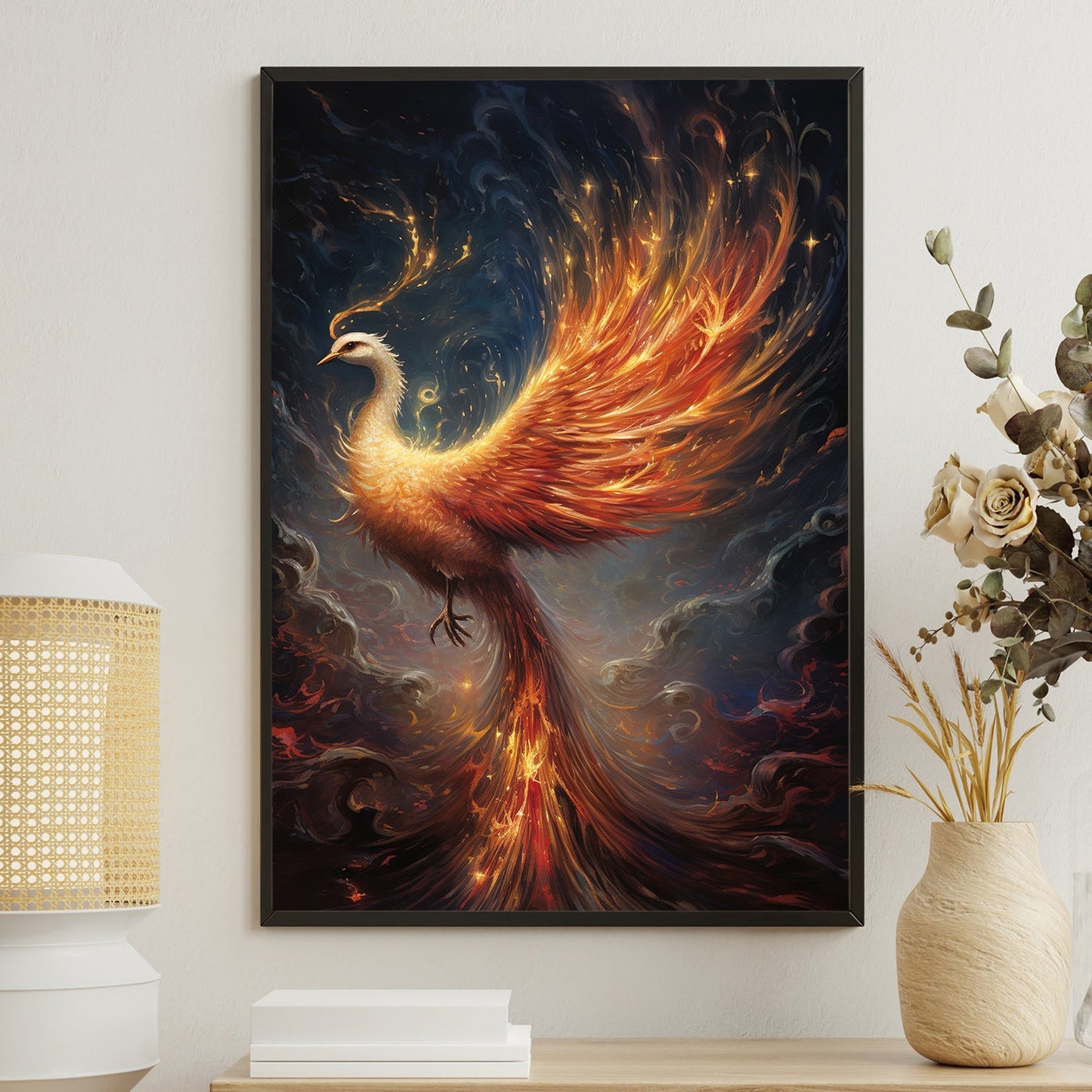 Resurgence of the Phoenix Dance of Flames and Eternity, Christmas Canvas Painting, Xmas Wall Art Decor - Christmas Poster Gift For Phoenix Lovers