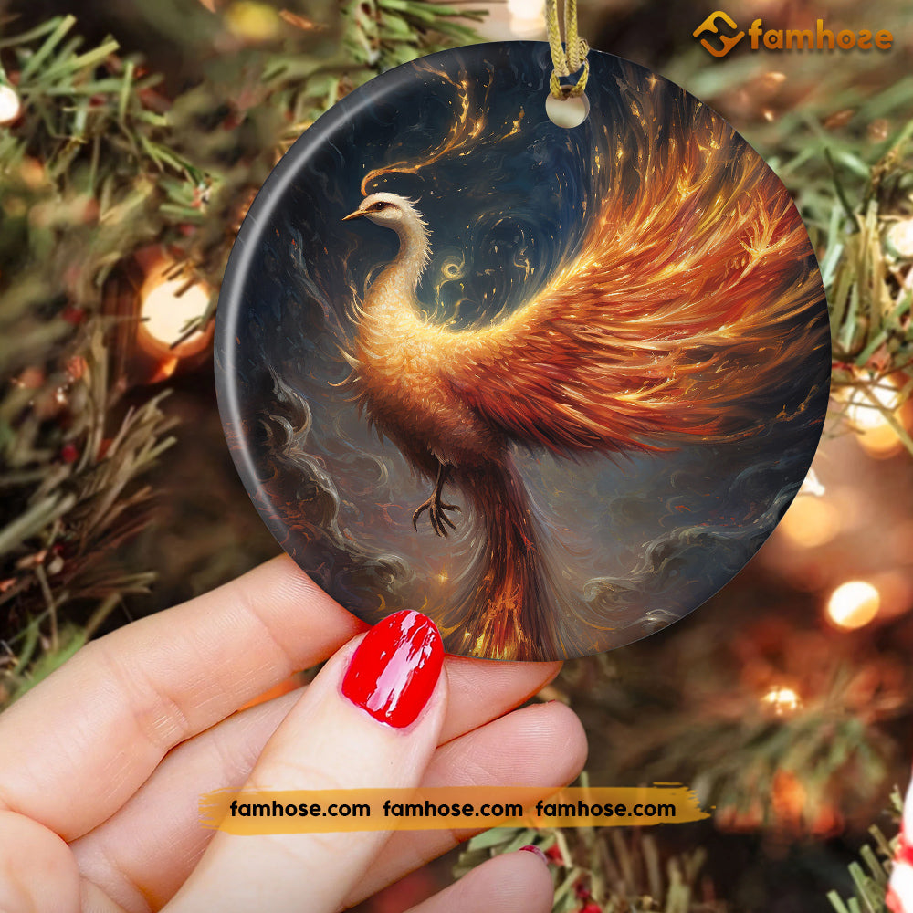 Resurgence of the Phoenix, Phoenix Circle Ceramic Ornament Christmas Gift