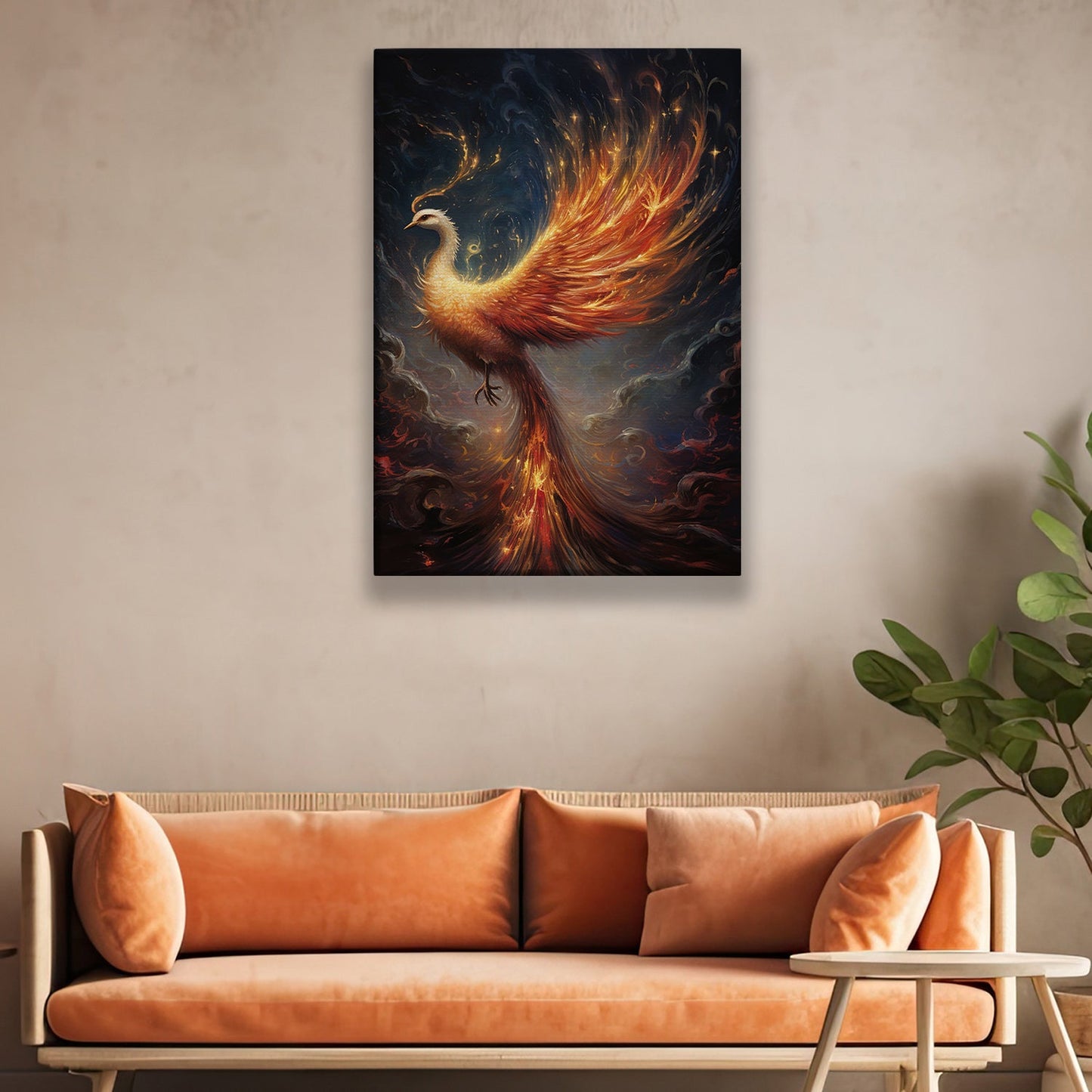 Resurgence of the Phoenix Dance of Flames and Eternity, Christmas Canvas Painting, Xmas Wall Art Decor - Christmas Poster Gift For Phoenix Lovers