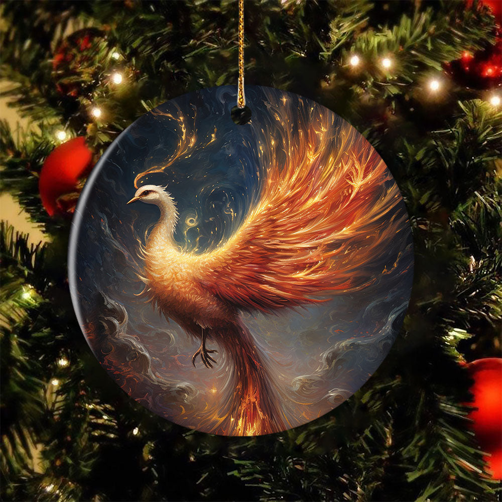 Resurgence of the Phoenix, Phoenix Circle Ceramic Ornament Christmas Gift