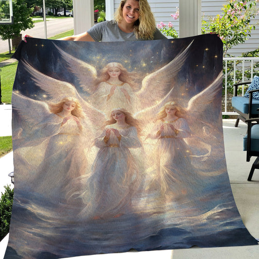 Angels Blessing For Everybody Christmas, Angel Xmas Fleece Blanket & Sherpa Blanket Gift