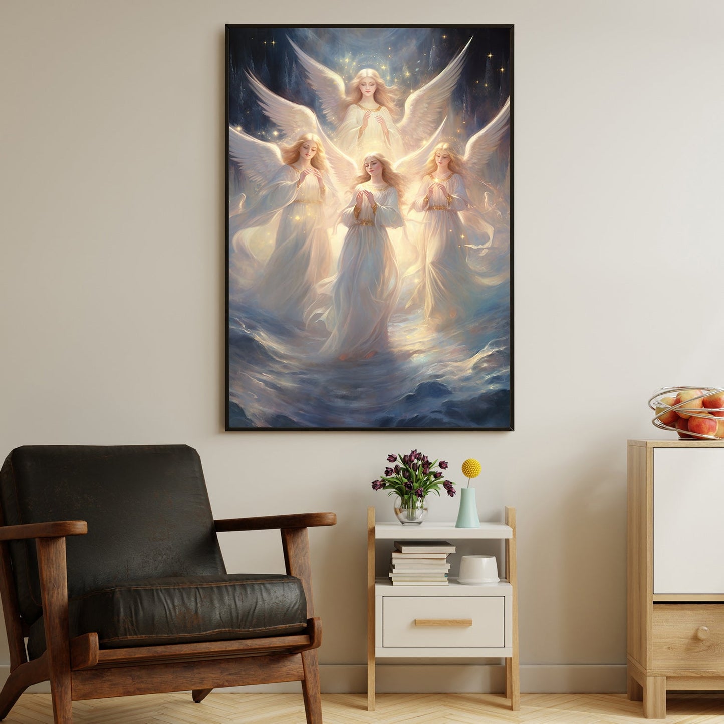 Choir of the Celestial Serenades from the Heavens, Christmas Canvas Painting, Xmas Wall Art Decor - Christmas Poster Gift For Angel Lovers