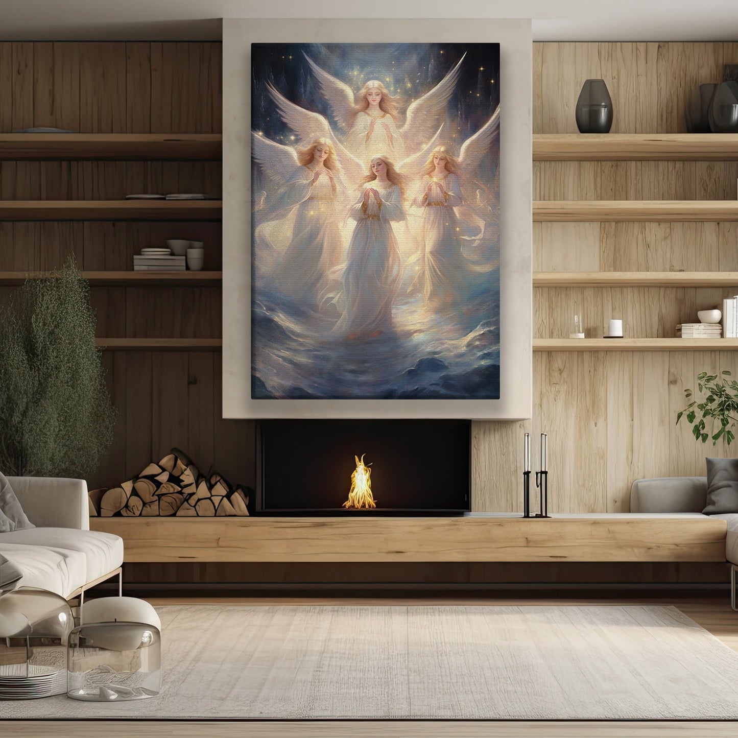 Choir of the Celestial Serenades from the Heavens, Christmas Canvas Painting, Xmas Wall Art Decor - Christmas Poster Gift For Angel Lovers