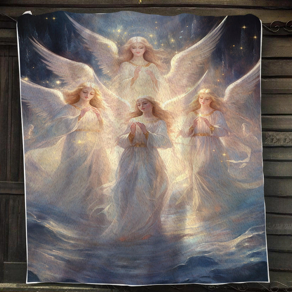 Angels Blessing For Everybody Christmas, Angel Xmas Fleece Blanket & Sherpa Blanket Gift