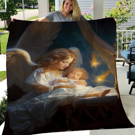 An Angel's Embrace Christmas, Angel Xmas Fleece Blanket & Sherpa Blanket Gift