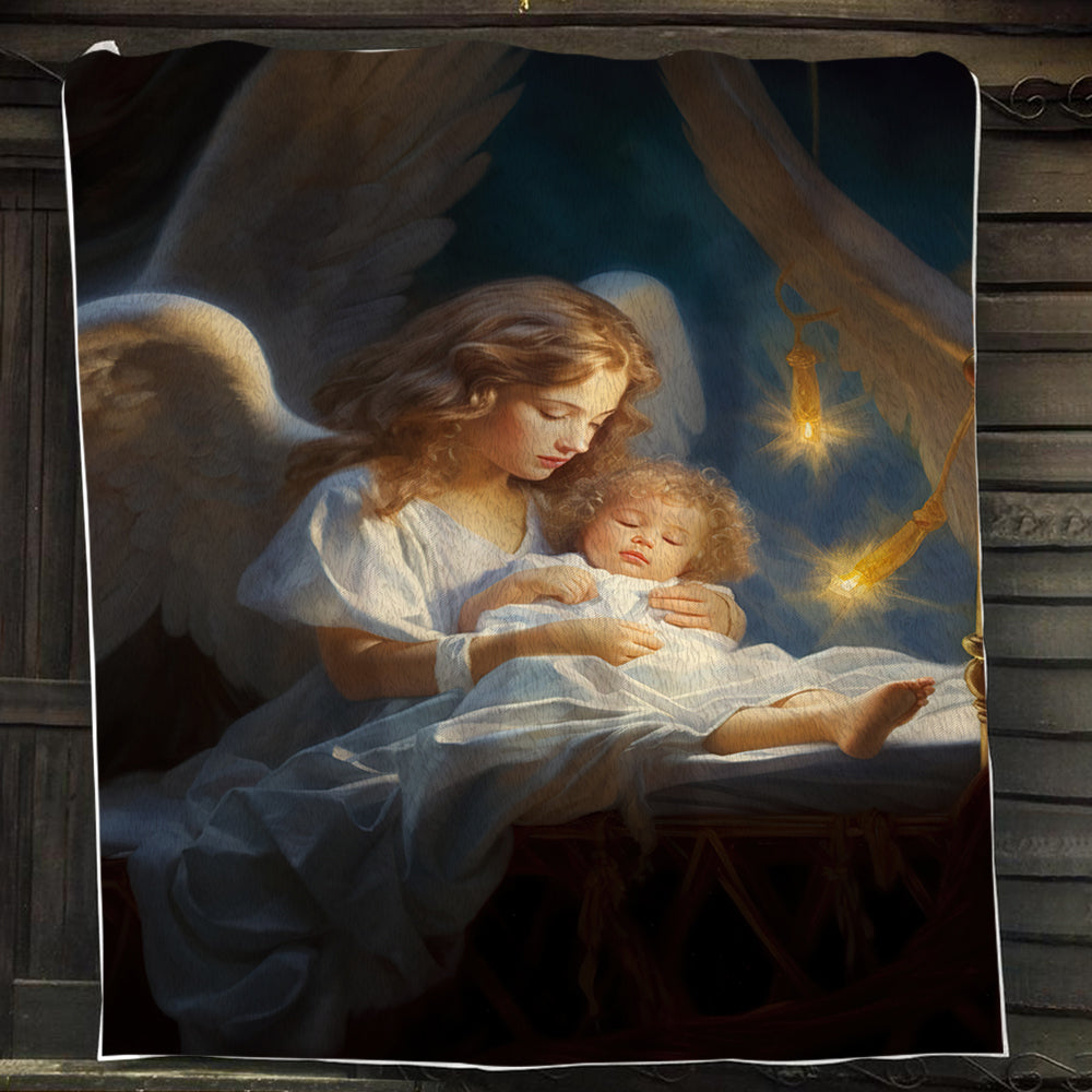 An Angel's Embrace Christmas, Angel Xmas Fleece Blanket & Sherpa Blanket Gift