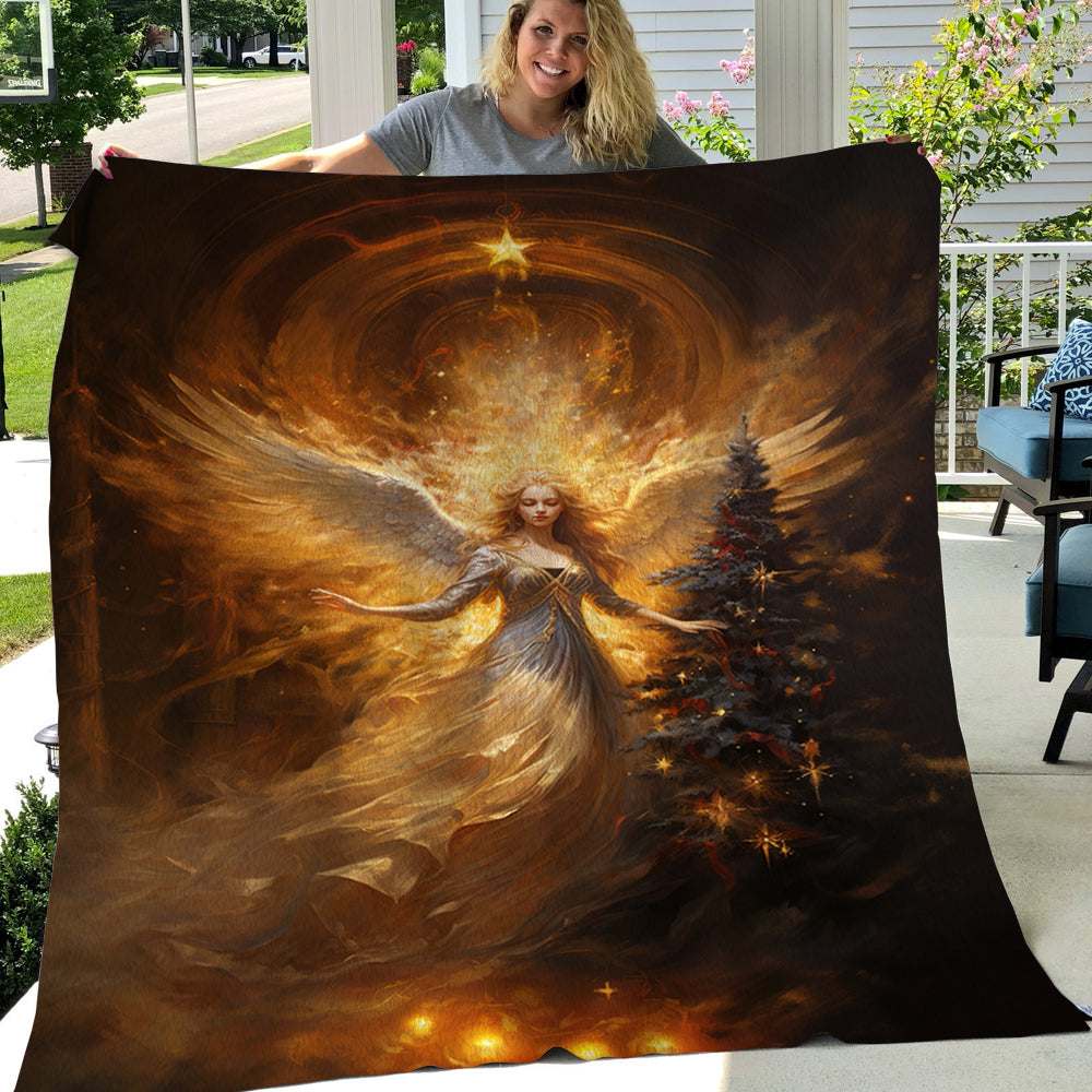 Shining Angel Christmas, Angel Xmas Fleece Blanket & Sherpa Blanket Gift