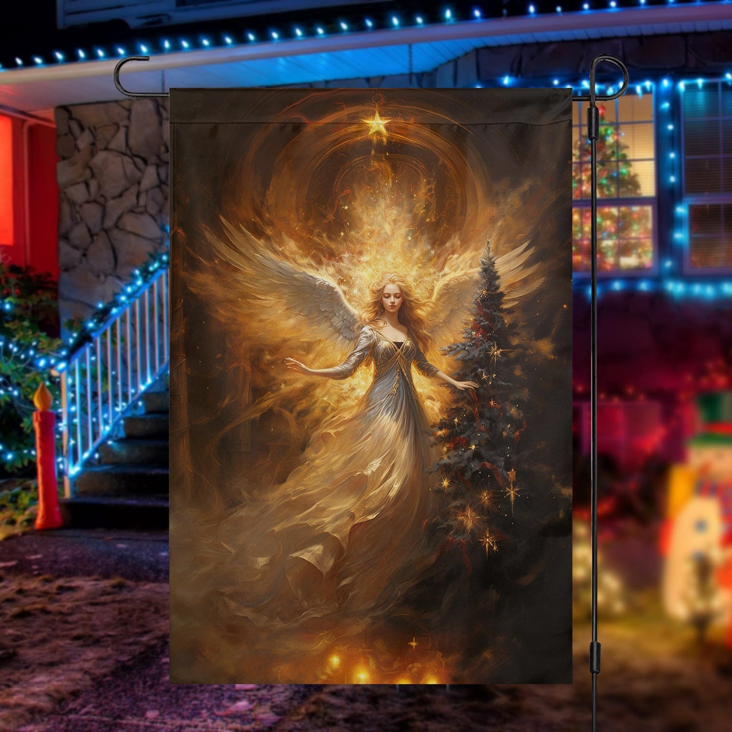 Angel Firer Christmas, Angel Xmas Garden Flag & House Flag Gift