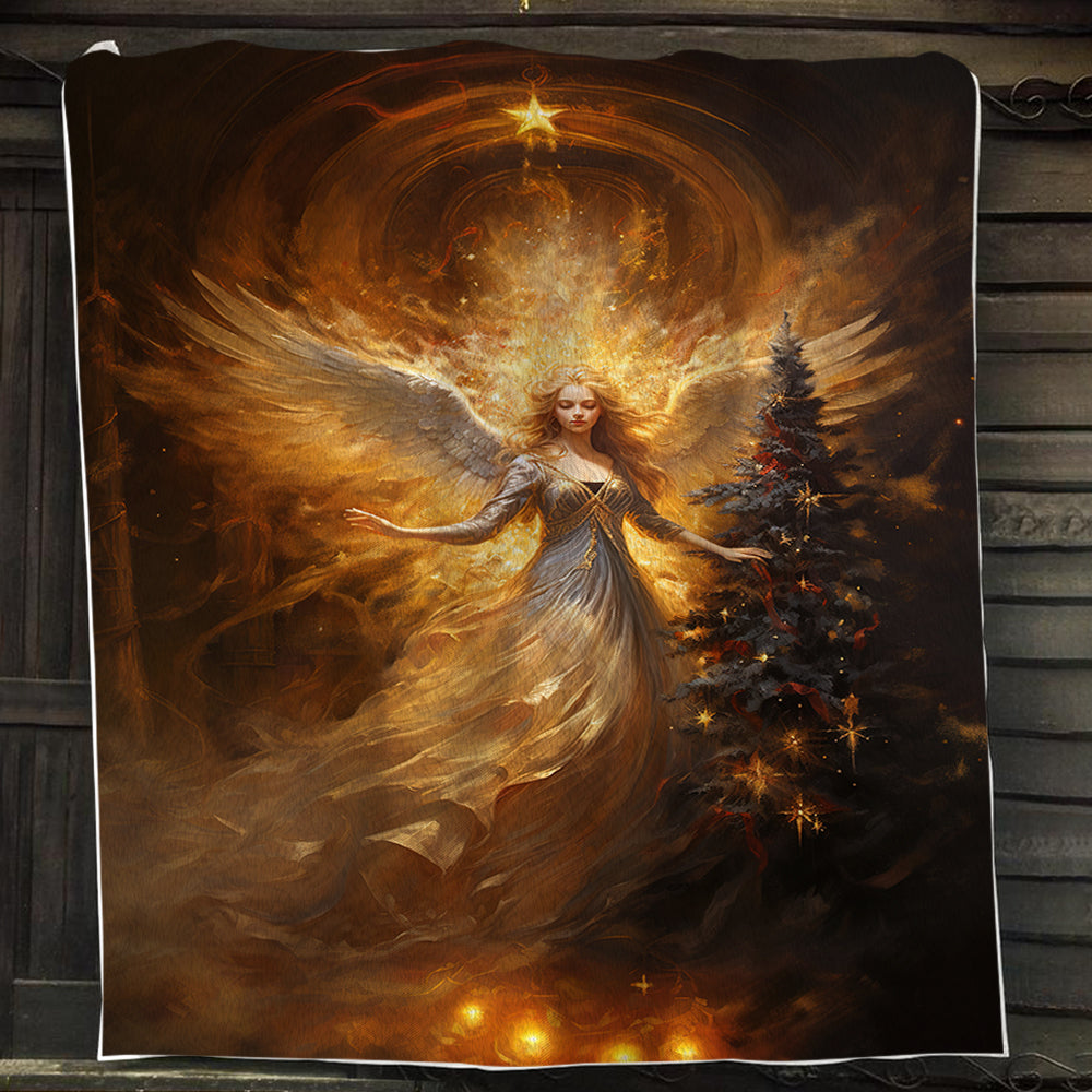 Shining Angel Christmas, Angel Xmas Fleece Blanket & Sherpa Blanket Gift