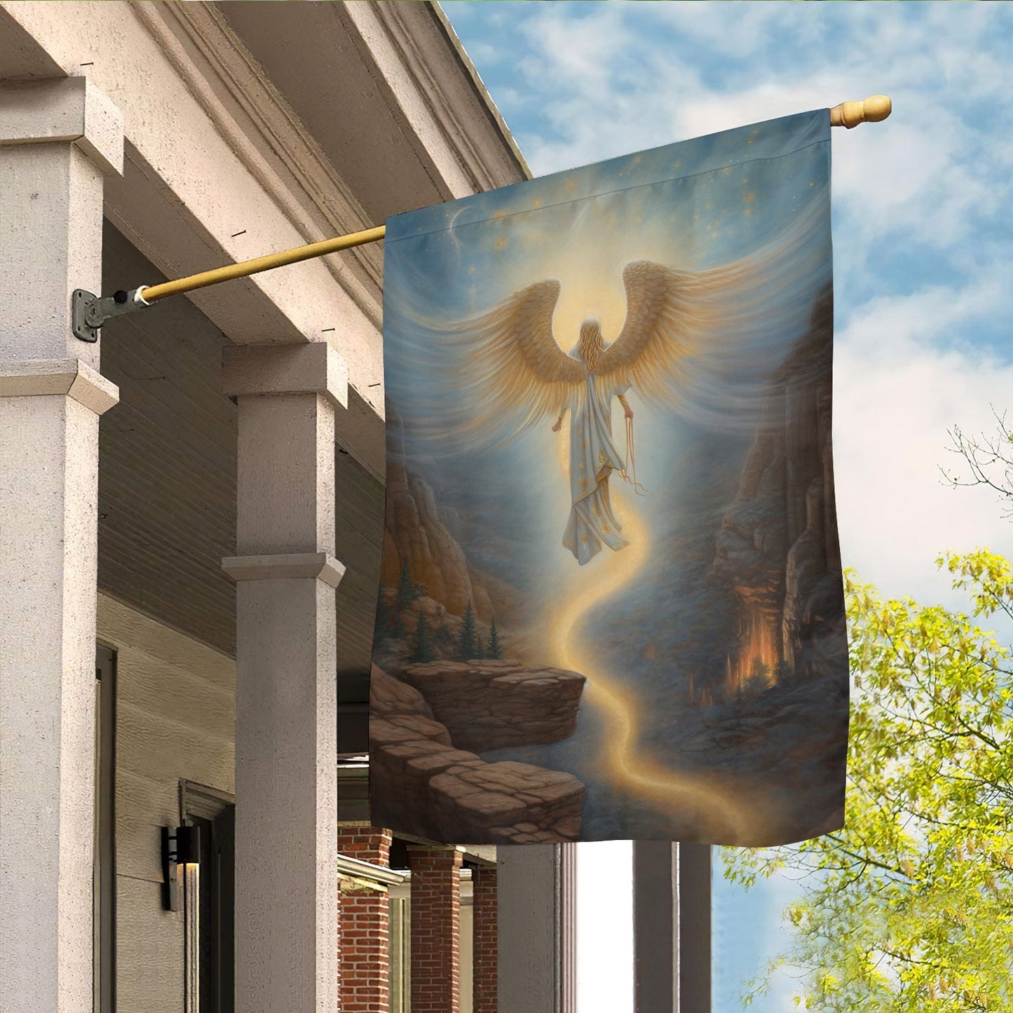 Guided By Celestial Light Christmas, Angel Xmas Garden Flag & House Flag Gift