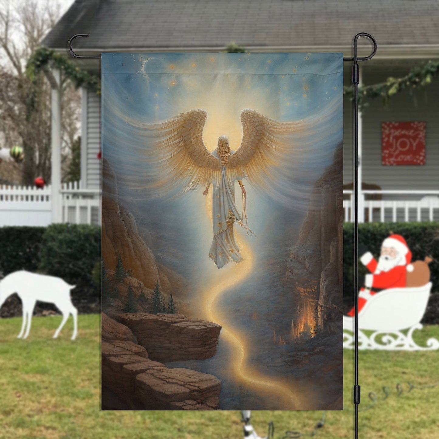 Guided By Celestial Light Christmas, Angel Xmas Garden Flag & House Flag Gift