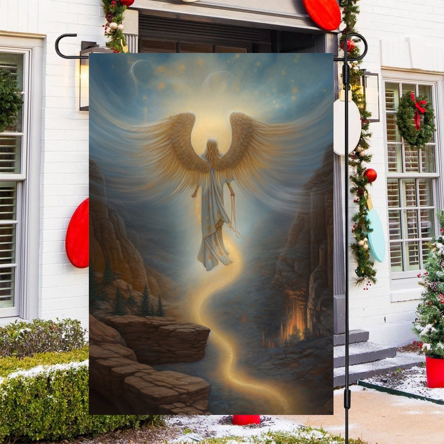 Guided By Celestial Light Christmas, Angel Xmas Garden Flag & House Flag Gift