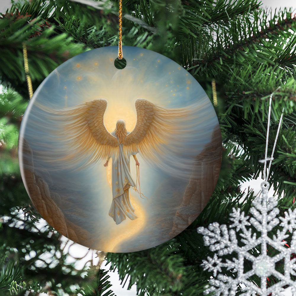 Guardian of the Celestial Pass, Angel Circle Ceramic Ornament Christmas Gift