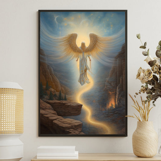 Guardian of the Celestial Pass, Christmas Canvas Painting, Xmas Wall Art Decor - Christmas Poster Gift For Angel Lovers