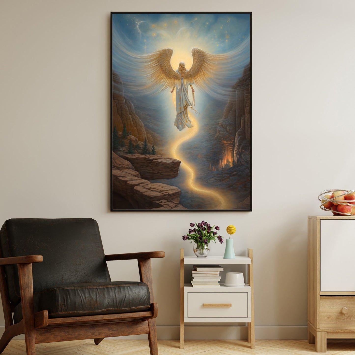 Guardian of the Celestial Pass, Christmas Canvas Painting, Xmas Wall Art Decor - Christmas Poster Gift For Angel Lovers