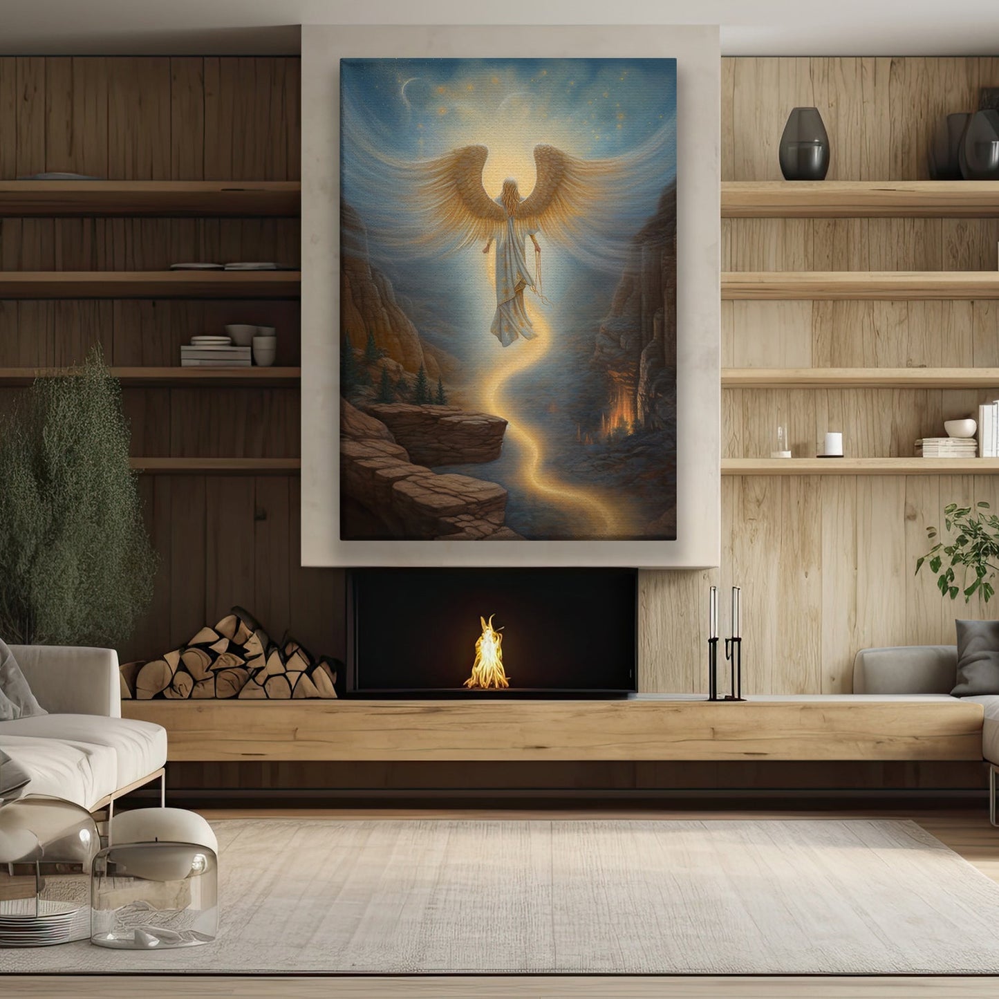 Guardian of the Celestial Pass, Christmas Canvas Painting, Xmas Wall Art Decor - Christmas Poster Gift For Angel Lovers