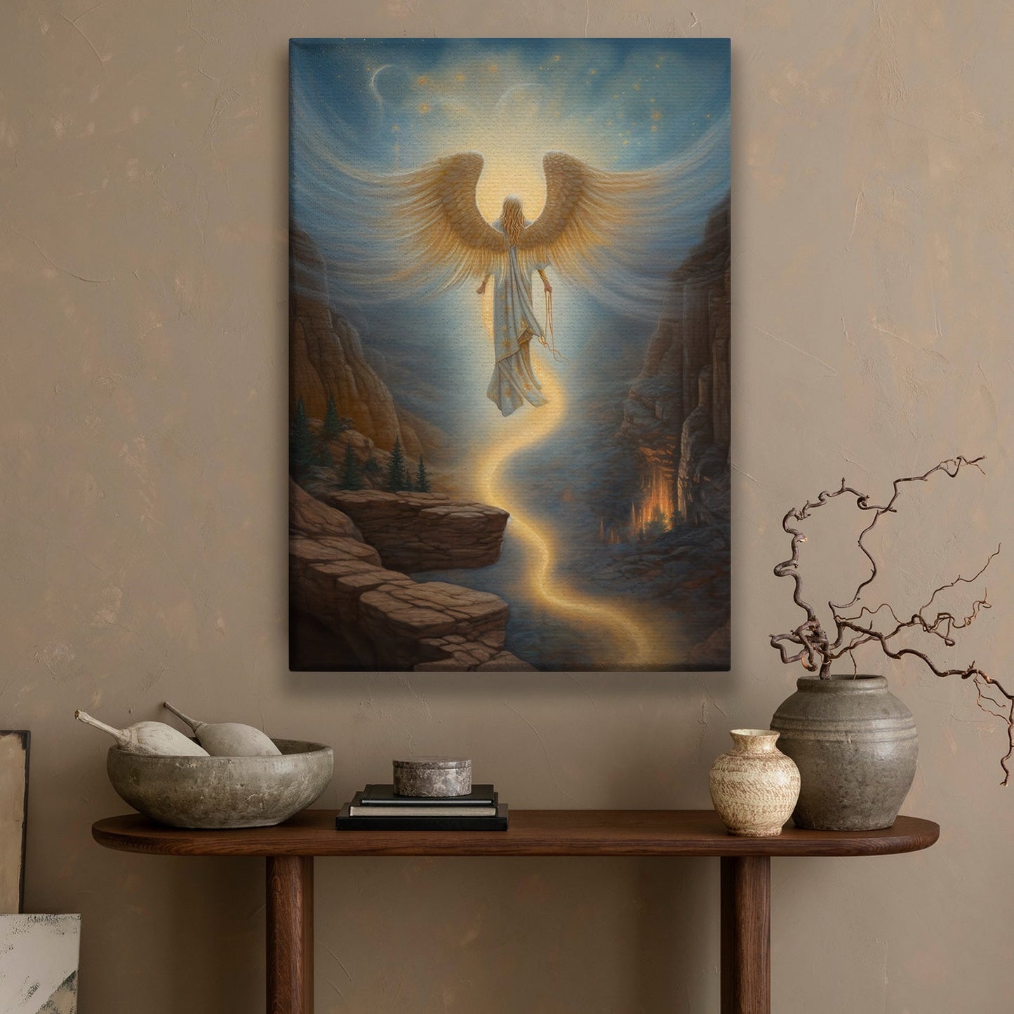 Guardian of the Celestial Pass, Christmas Canvas Painting, Xmas Wall Art Decor - Christmas Poster Gift For Angel Lovers