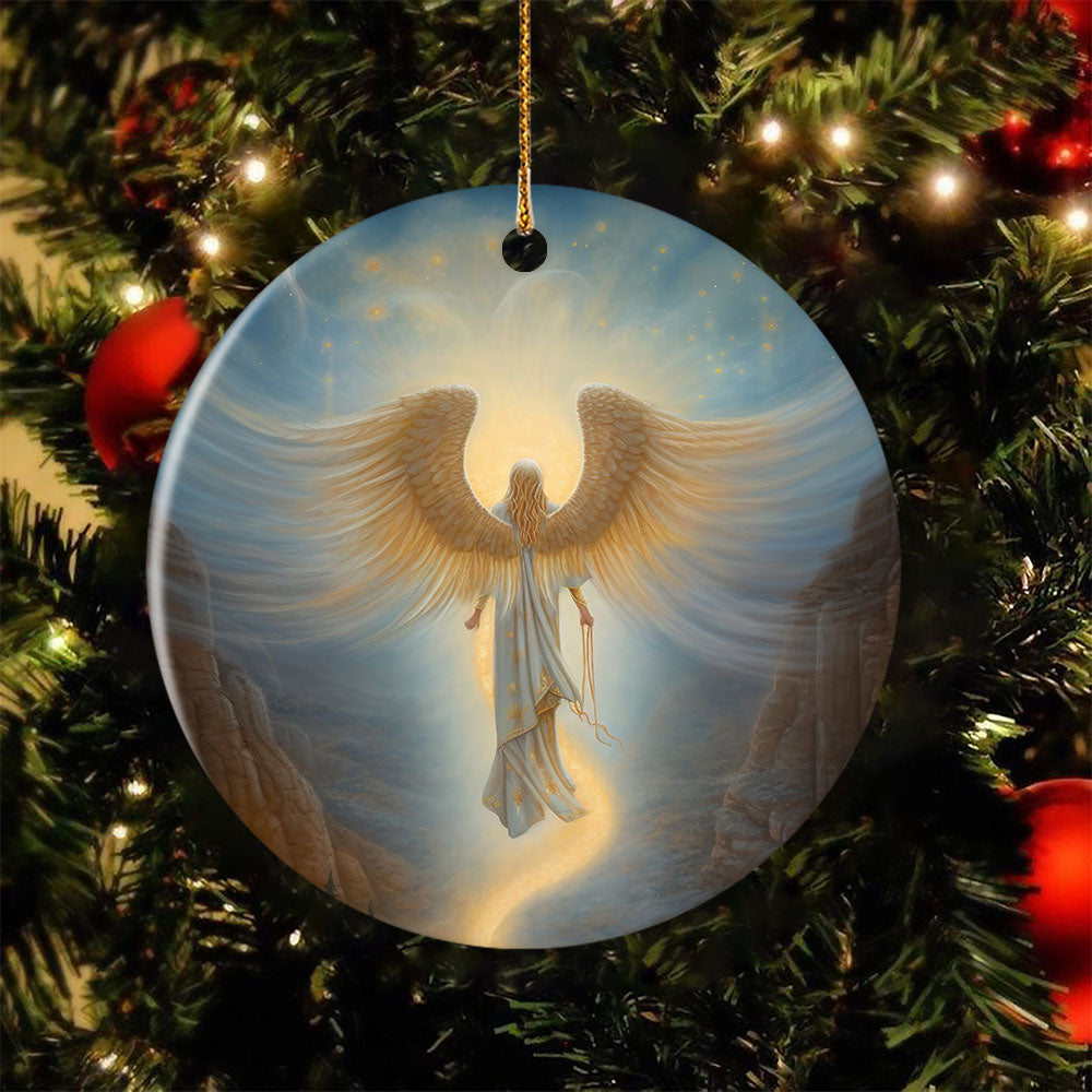 Guardian of the Celestial Pass, Angel Circle Ceramic Ornament Christmas Gift