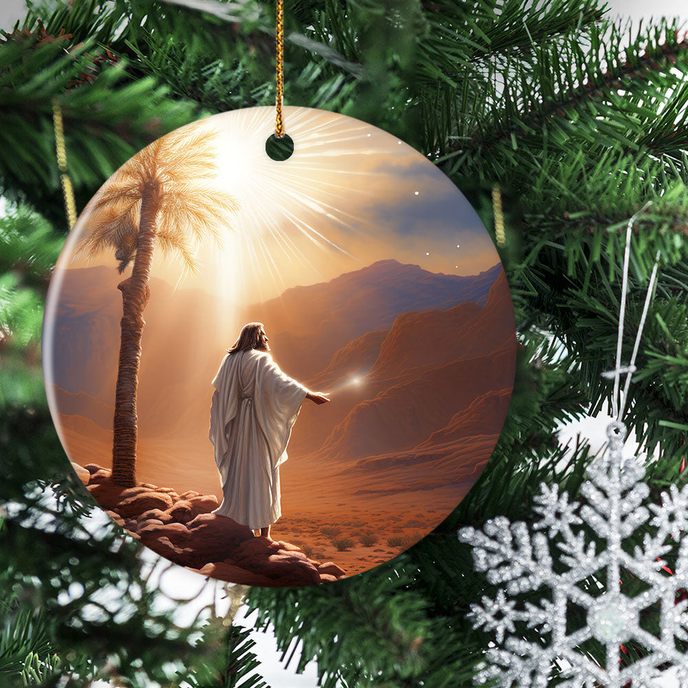 Mystical Desert Prophet, Jesus Circle Ceramic Ornament Christmas Gift