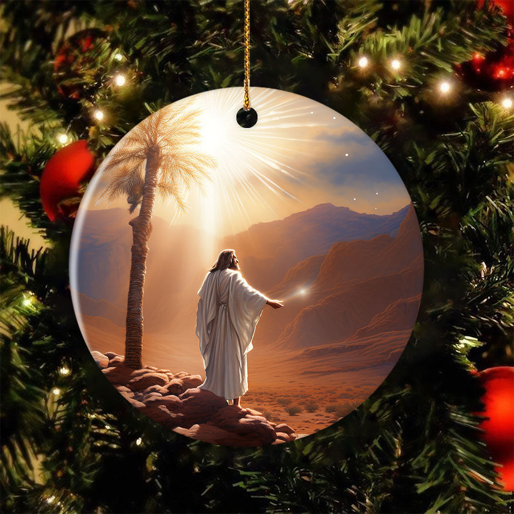 Mystical Desert Prophet, Jesus Circle Ceramic Ornament Christmas Gift