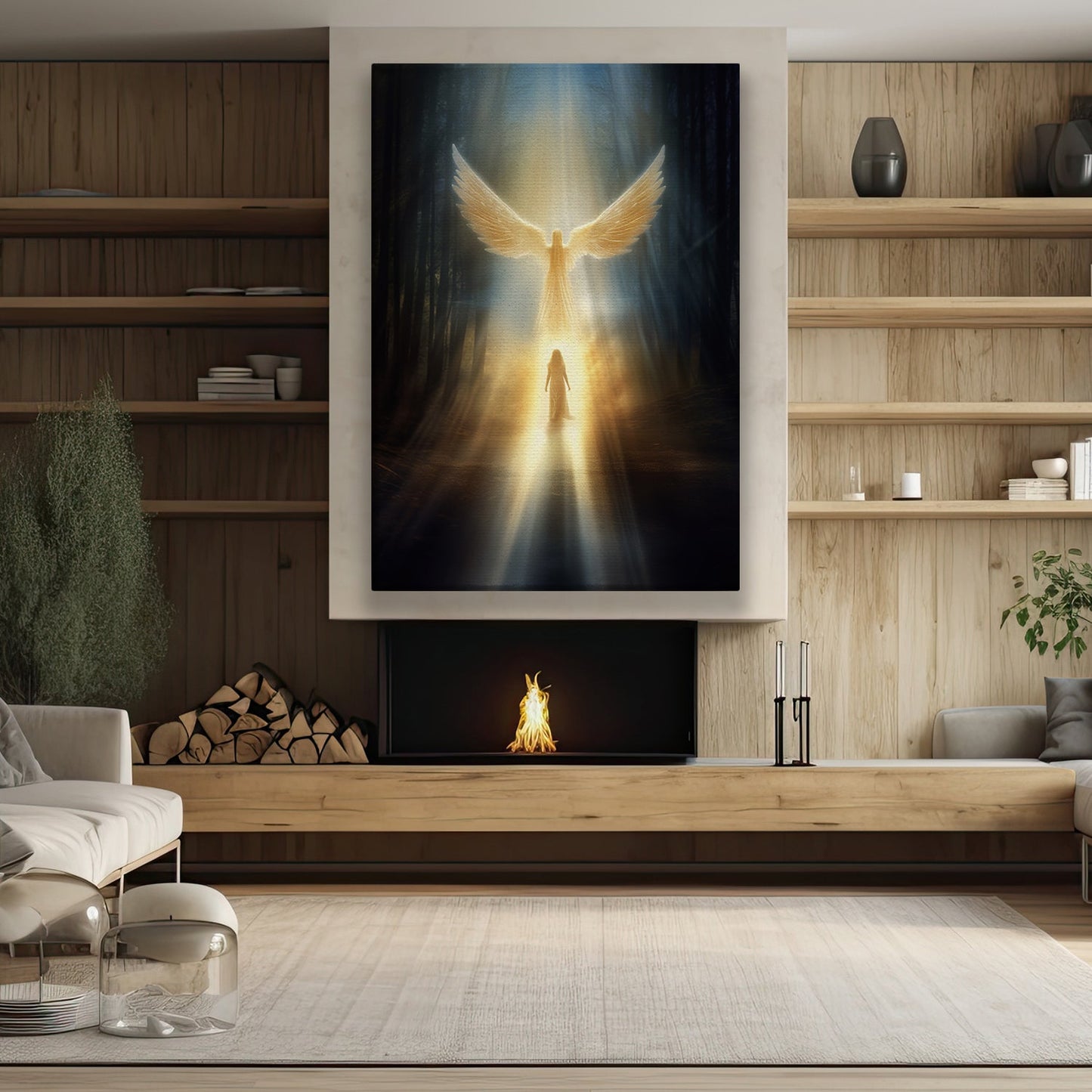 Divine Nativity Light of the World, Christmas Canvas Painting, Xmas Wall Art Decor - Christmas Poster Gift For Angel Lovers