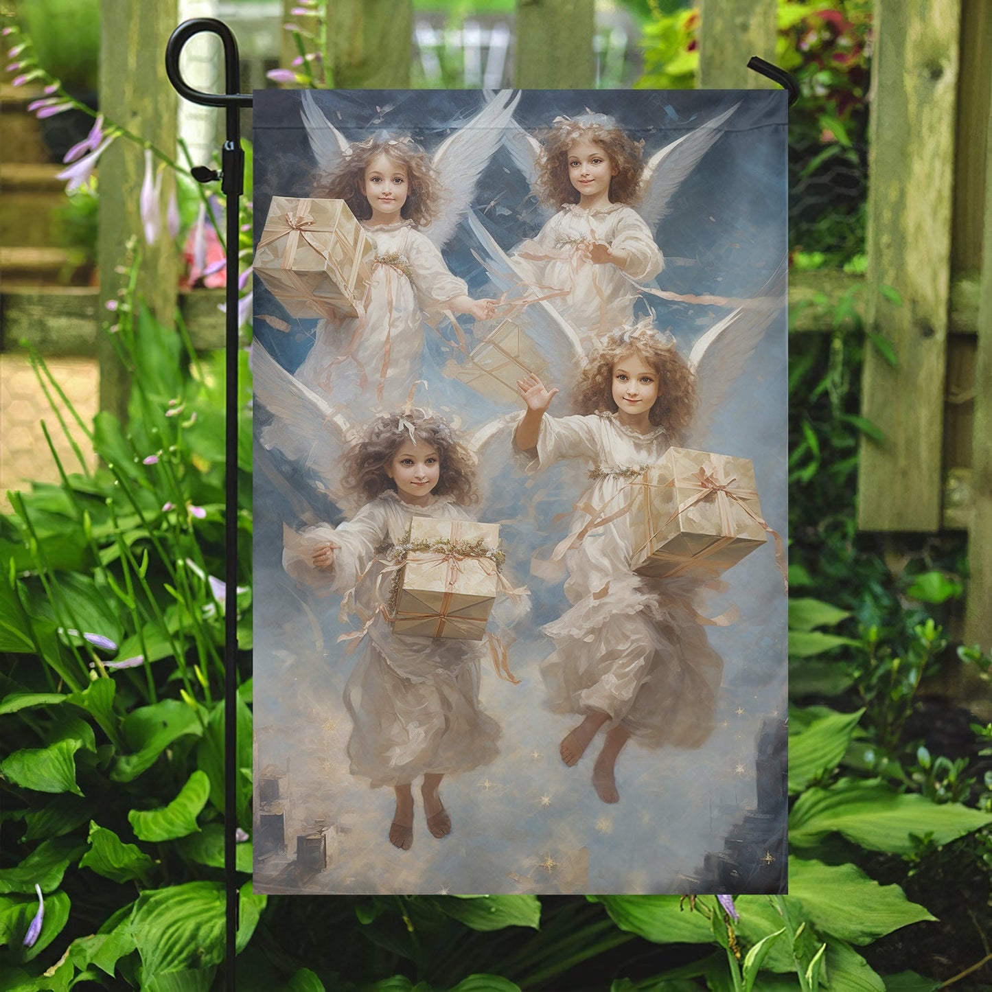 Angelic Messengers Of Festive Joy Christmas, Angel Xmas Garden Flag & House Flag Gift