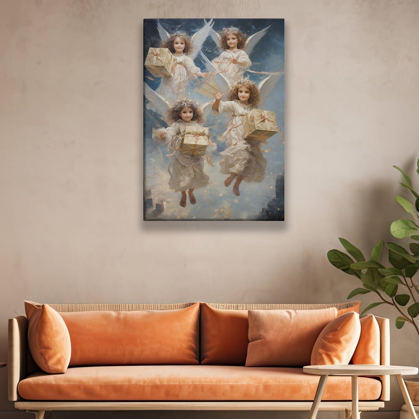 Angelic Deliverance Gifts from the Heavens, Christmas Canvas Painting, Xmas Wall Art Decor - Christmas Poster Gift For Angel Lovers