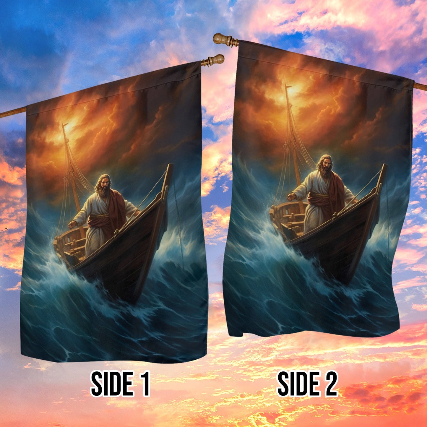 Jesus Through The Storm Christmas, Jesus Xmas Garden Flag & House Flag Gift