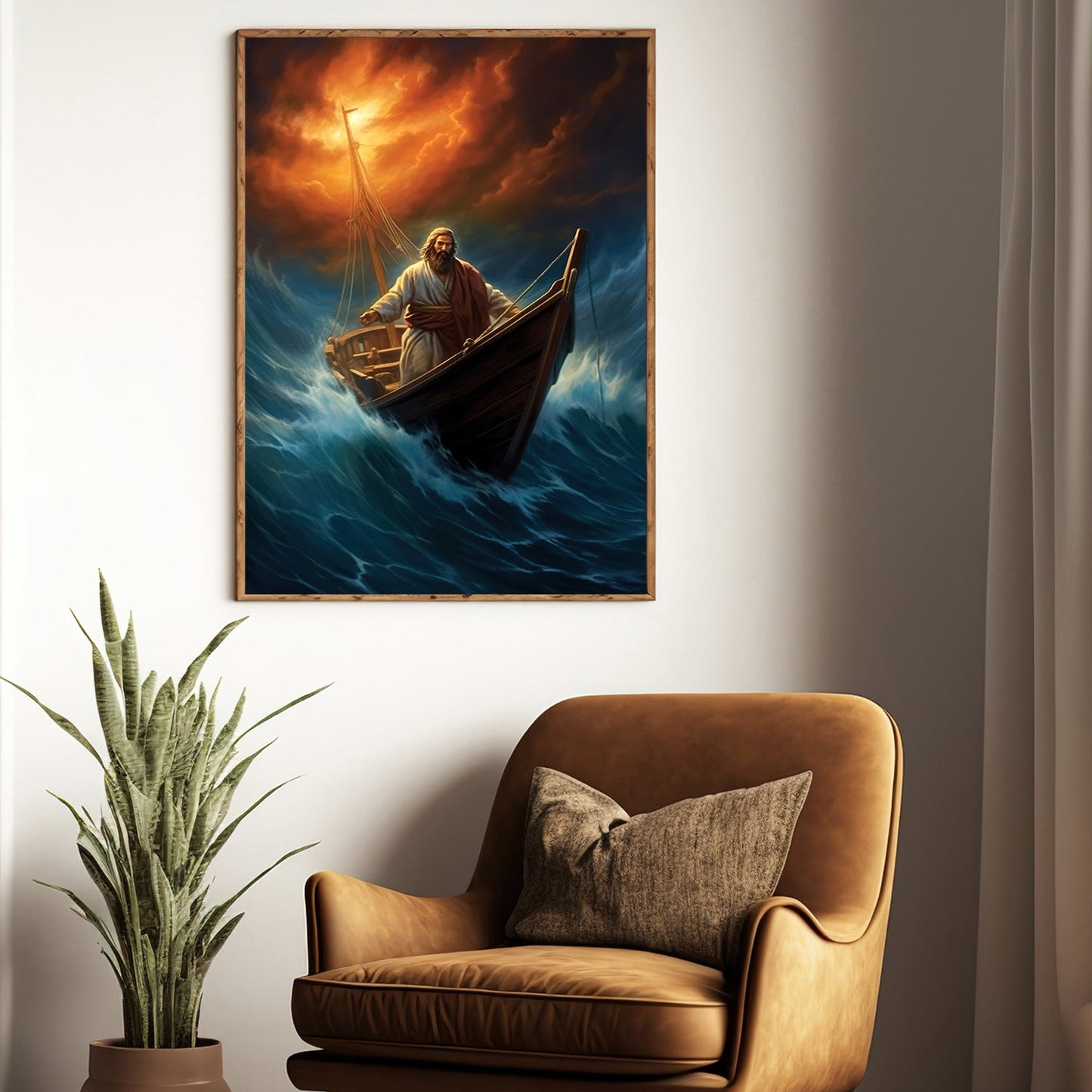 Sailing Through the Tempest A Beacon of Hope, Christmas Canvas Painting, Xmas Wall Art Decor - Christmas Poster Gift