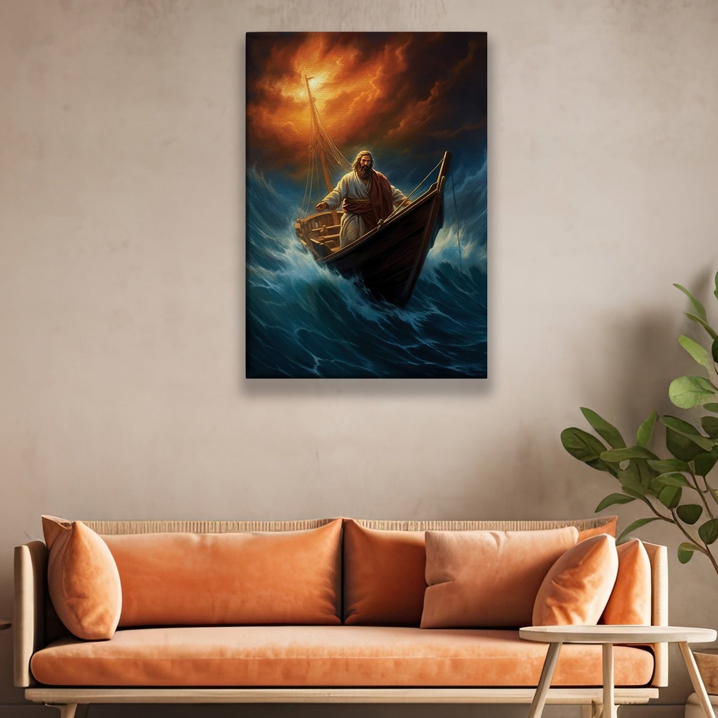 Sailing Through the Tempest A Beacon of Hope, Christmas Canvas Painting, Xmas Wall Art Decor - Christmas Poster Gift