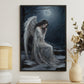 Lunar Lament The Angel's Midnight Solace, Christmas Canvas Painting, Xmas Wall Art Decor - Christmas Poster Gift For Angel Lovers