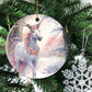 Mystical Winter Emissary, Horse Circle Ceramic Ornament Christmas Gift