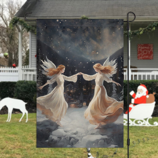 Couple Angel Dancing Christmas, Angel Xmas Garden Flag & House Flag Gift