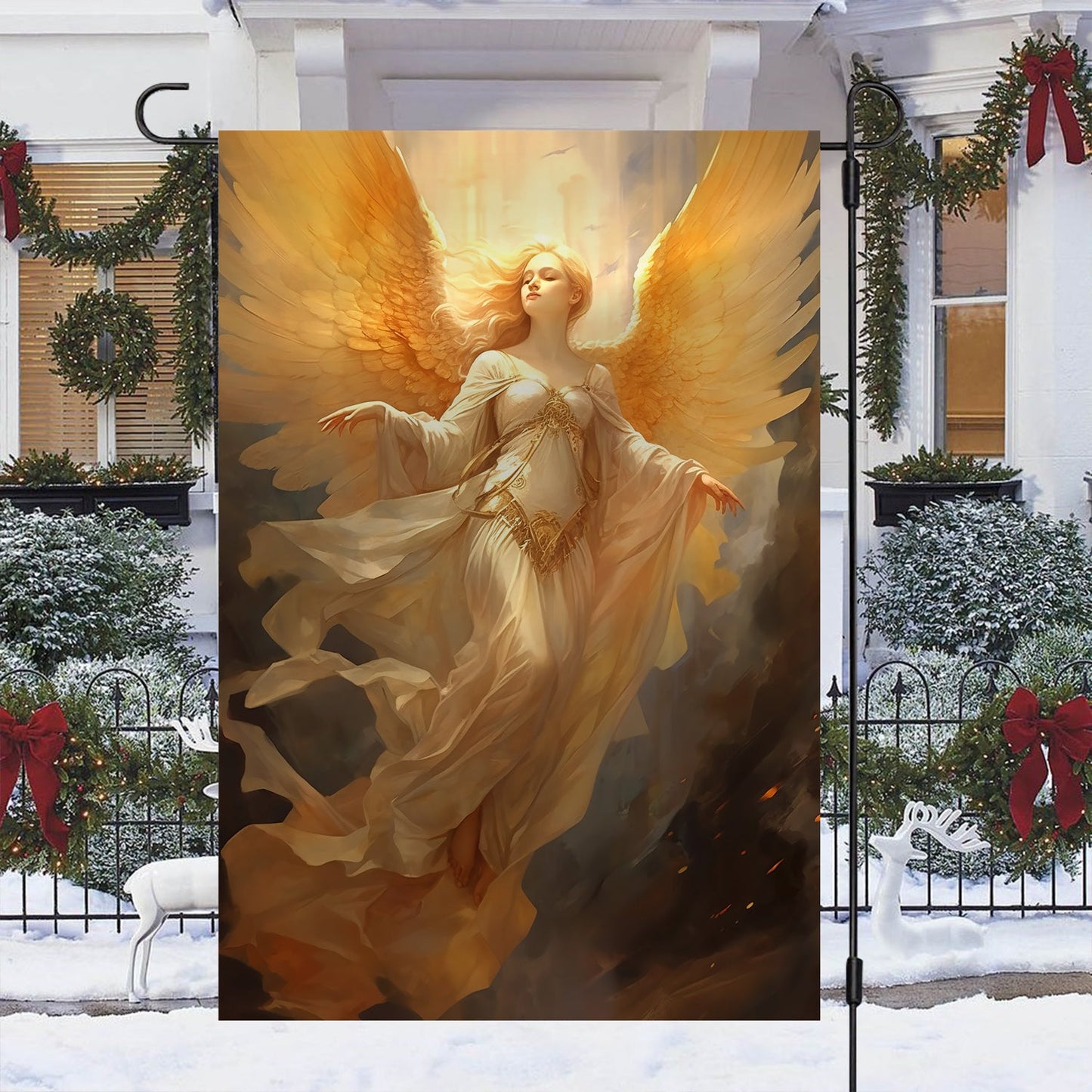 Angel On The Sky Christmas, Angel Xmas Garden Flag & House Flag Gift