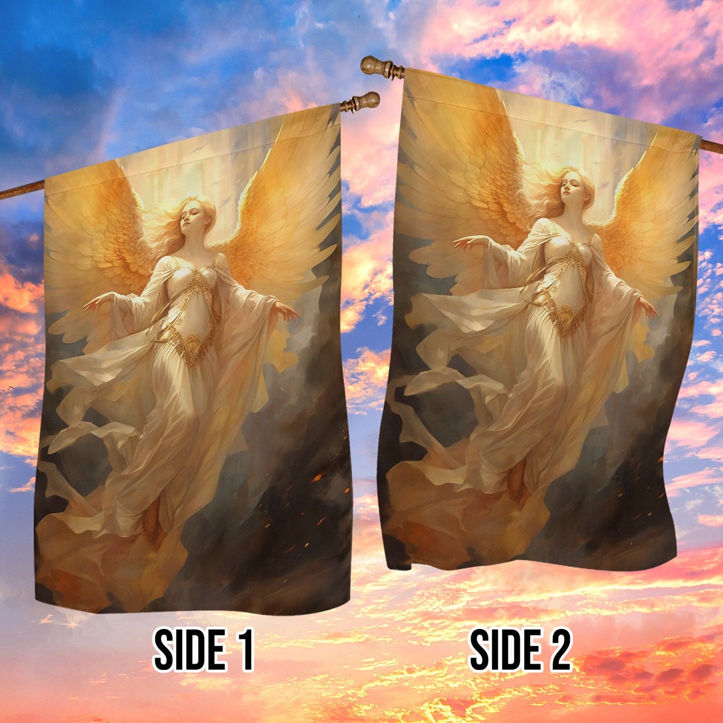 Angel On The Sky Christmas, Angel Xmas Garden Flag & House Flag Gift