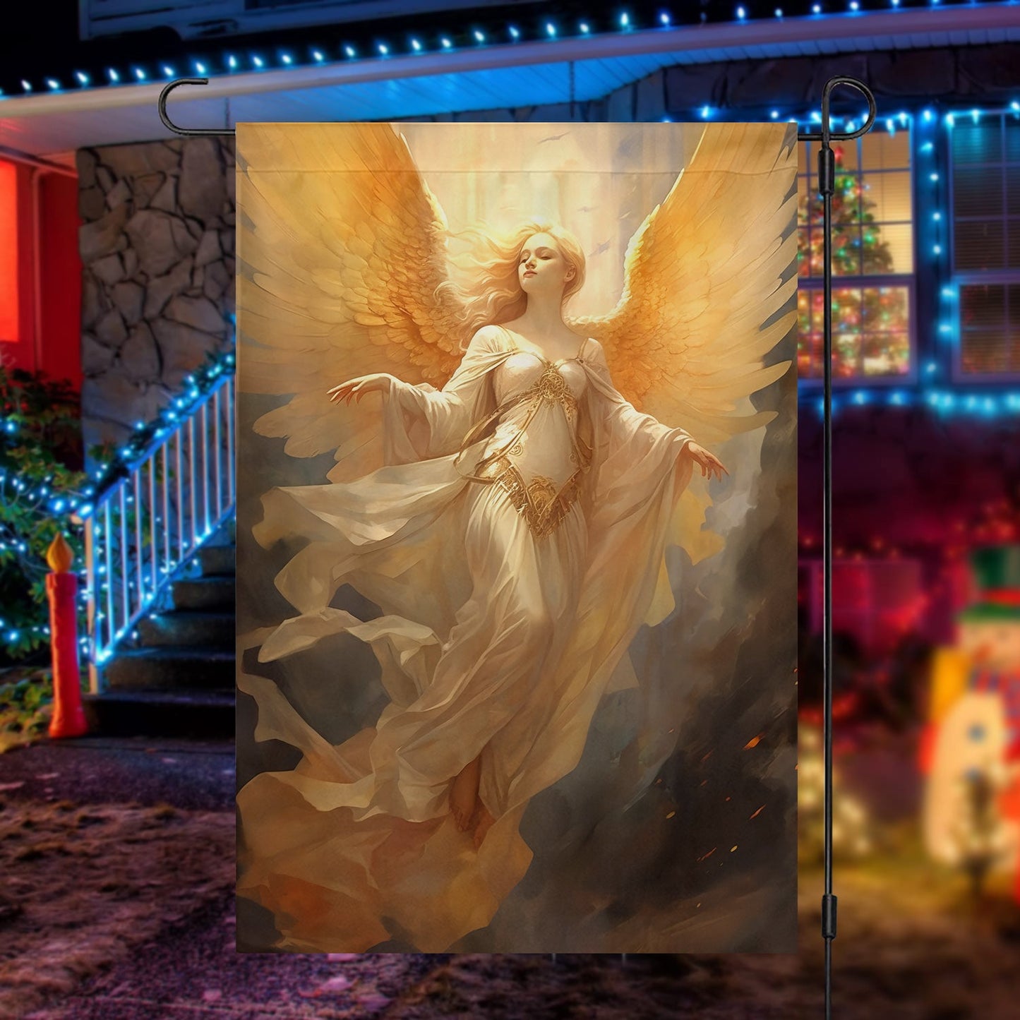 Angel On The Sky Christmas, Angel Xmas Garden Flag & House Flag Gift