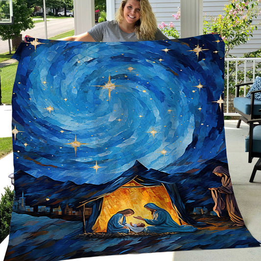 Starry Night Nativity A Celestial Miracle Christmas, Phoenix Xmas Fleece Blanket & Sherpa Blanket Gift