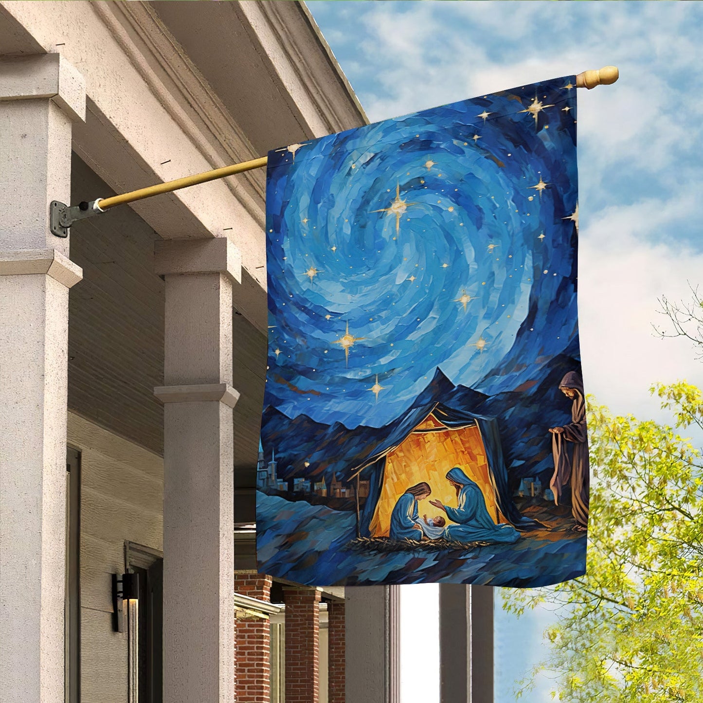 Starry Night Of Blessings Christmas, Christians Xmas Garden Flag & House Flag Gift