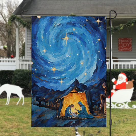 Starry Night Of Blessings Christmas, Christians Xmas Garden Flag & House Flag Gift