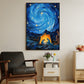 Starry Night Nativity A Celestial Celebration of Birth, Christmas Canvas Painting, Xmas Wall Art Decor - Christmas Poster Gift